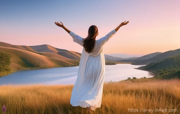 용서 심리학의 최신 연구 트렌드 - **Prompt 1: Inner Peace and Release**
    "A serene woman, in her late 20s, with a gentle smile, sta...